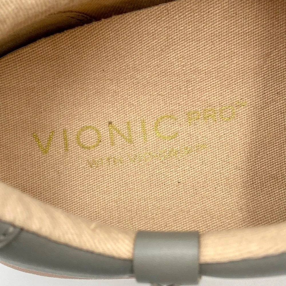 Vionic Mable Leather‎ Lace Up Sneakers Grey Pink sz 9
